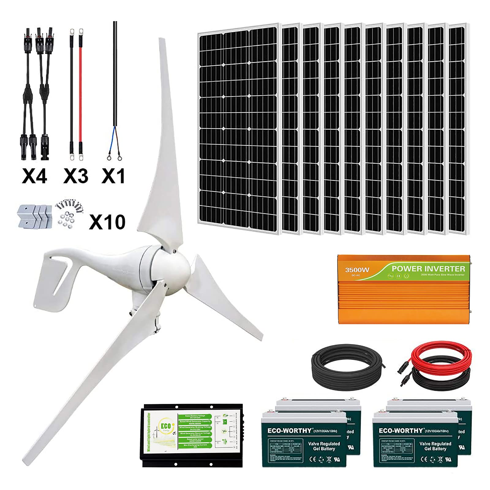 ECO-WORTHY 1400 Watts 24V Solar Wind Turbine Generator Kit