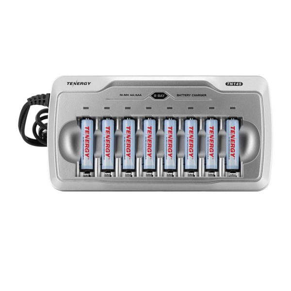 Tenergy 8-Bay Charger and 8-Pack Rechargeable AAA Batteries