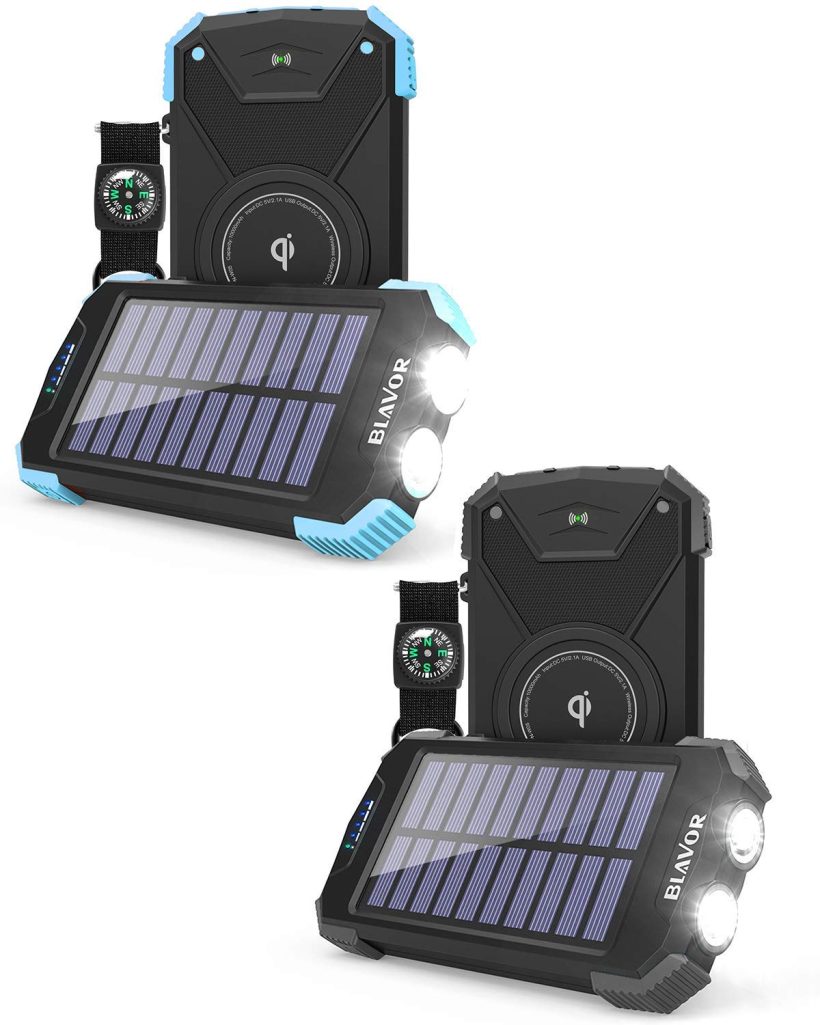 10,000mAh Solar Phone Charger with Dual Flashlight Set