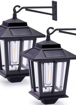 2 Pack Solar Wall Lanterns with 4 Solar Panels