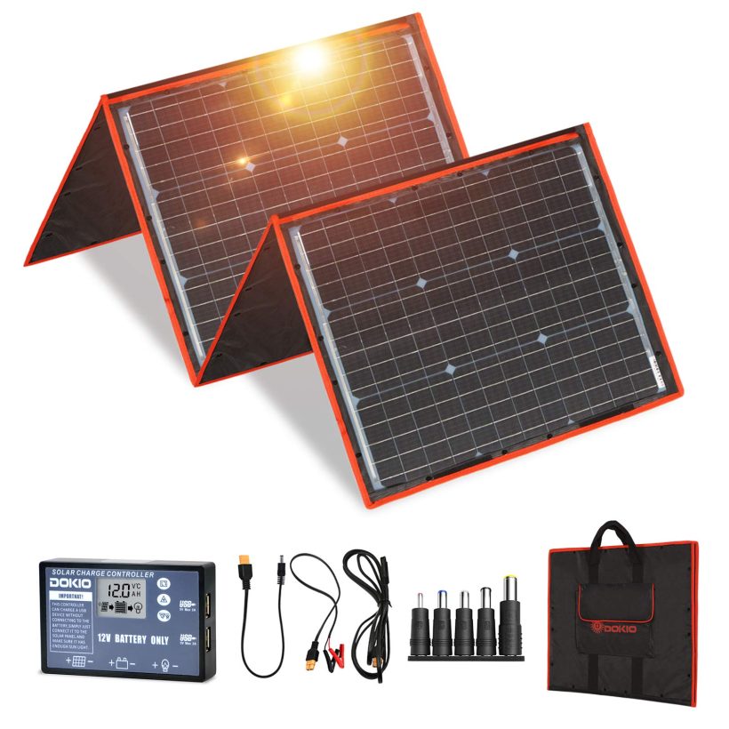 DOKIO 160 Watts 12 Volts Monocrystalline Foldable Solar Panel Kit