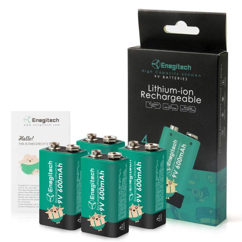 Enegitech 9V Rechargeable Lithium Batteries