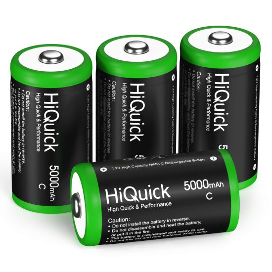 HiQuick Ni-MH C Size Rechargeable Batteries 5000mAh