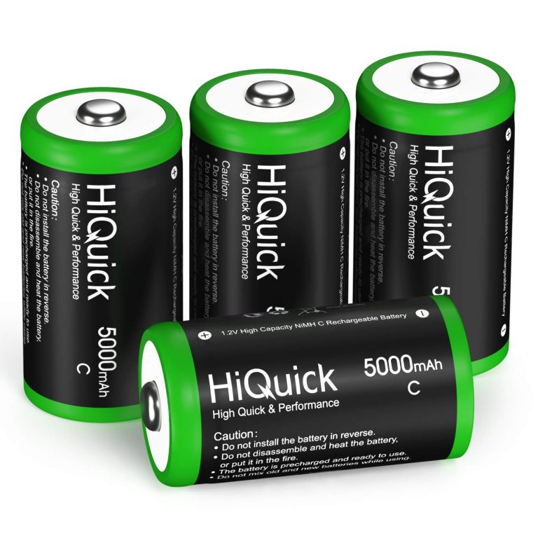 HiQuick Ni-MH C Size Rechargeable Batteries 5000mAh