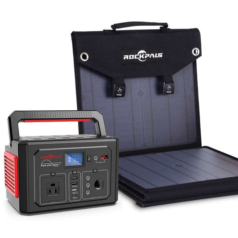 ROCKPALS Foldable 60W Solar Panel and 350W Portable Power Station
