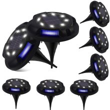 Outdoor Aesthetics with 8 Pack Solar Ground Lights (Cool White + Blue) - Your Pathway to Illuminated Landscapes