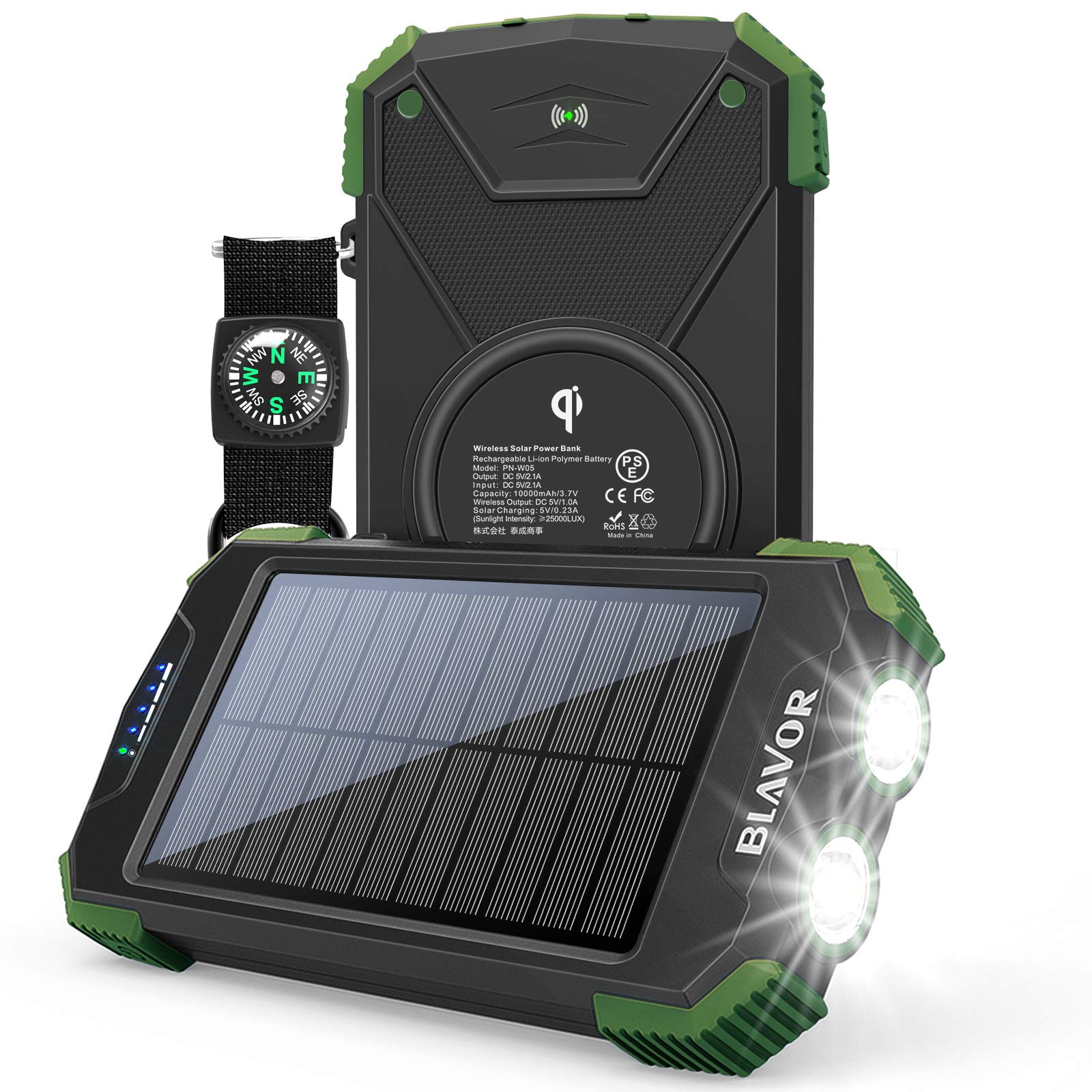 Solar Charger Power Bank, Qi Wireless Charger