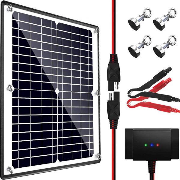 POWOXI Solar Panel, 12V 20W Magnetic Solar Battery Charger Maintainer