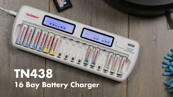 Tenergy 16 Bay Battery Charger for AAA and AA Rechargeable Batteries