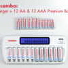 Power Up Your Gadgets with TN160 12-Bay Charger + Premium AA/AAA Rechargeable Batteries - Efficient Charging for All Devices