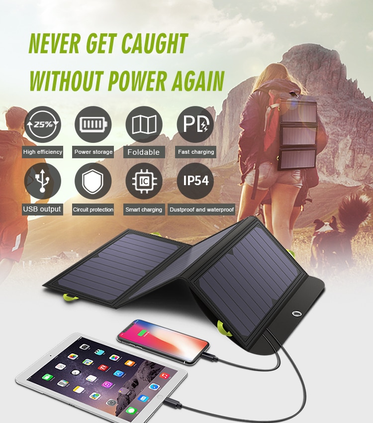 5V 21W Portable Solar Charger with 10000mAh Battery - Fast Charging for Mobile Phones Anywhere