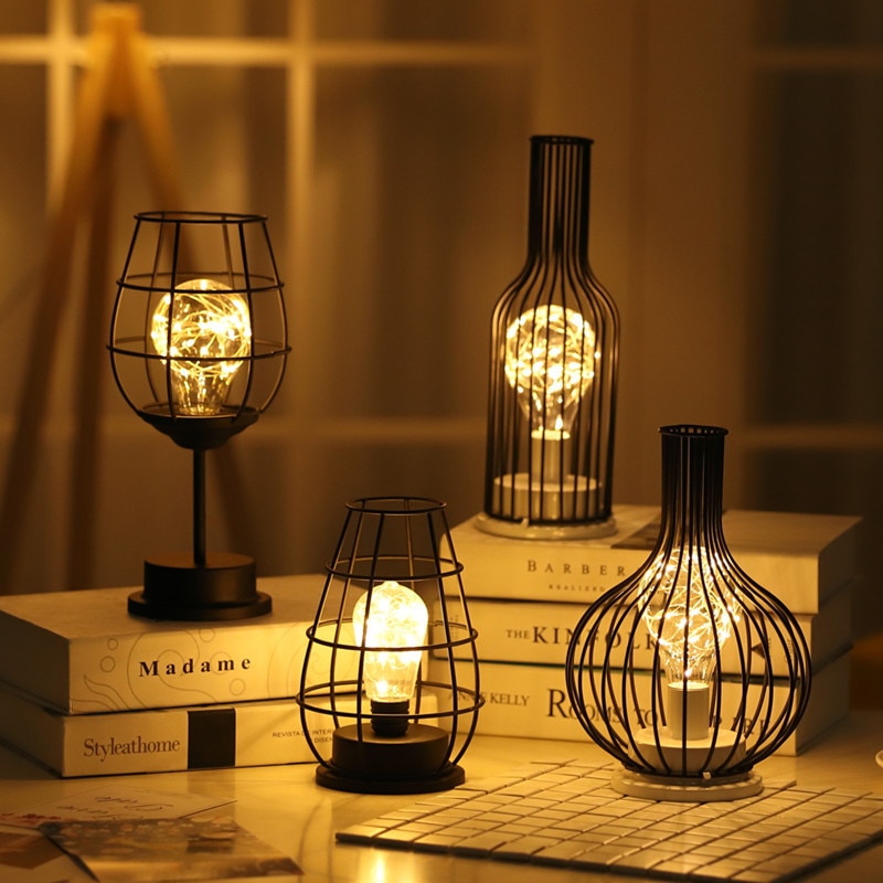 LED Light Copper Wire Battery Powered Table Lamp