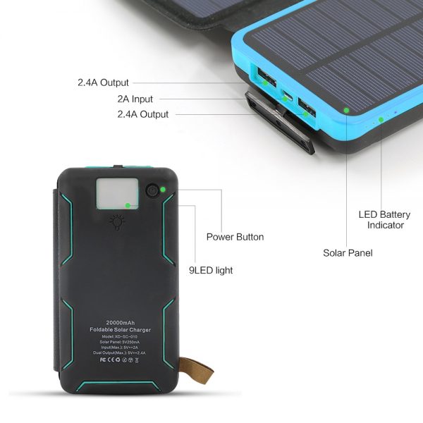 Solar Power Bank for iPhone iPad Samsung Huawei Xiaomi