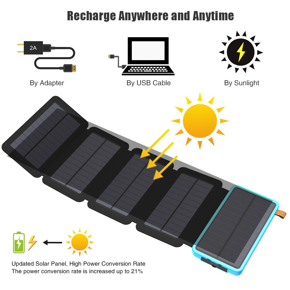Solar Power Bank for iPhone iPad Samsung Huawei Xiaomi