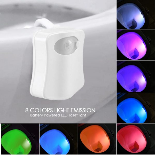 Brighten Your Bathroom with LED Restroom Seat Night Light – Motion Sensor & 8 Colors