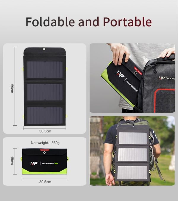 Portable Solar Charger 5V 21W Built-in 10000mAh Battery