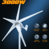 3000W Wind Turbine with three fiberglass blades and durable aluminum alloy body, ideal for generating free energy for residential use.