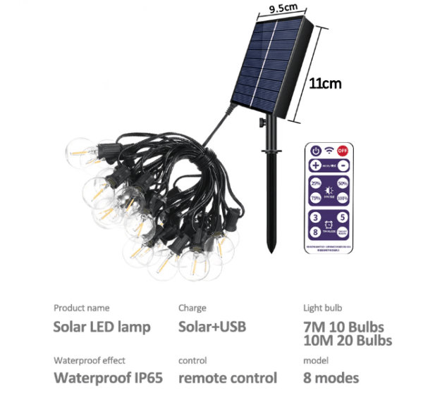 Shatterproof G40 LED Outdoor String Lights with Remote – Perfect for Patios, Gardens, and Parties