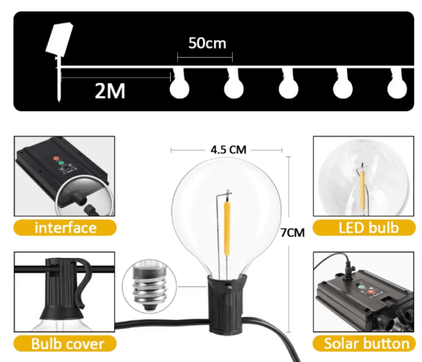 Shatterproof G40 LED Outdoor String Lights with Remote – Perfect for Patios, Gardens, and Parties