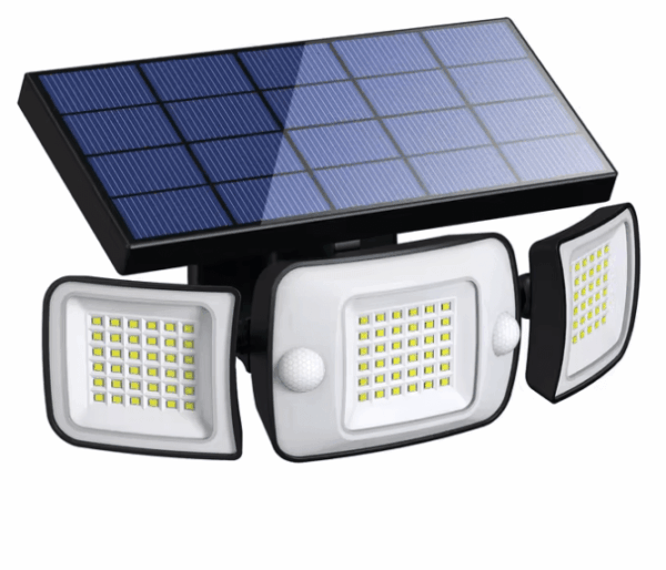 Solar Outdoor Motion Sensor Light with 3 Adjustable Heads – Perfect for Gardens, Garages, and Pathways
