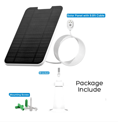 2-pack waterproof solar panel with 9.8FT cable and mounting kit, designed for continuous power supply to Arlo Pro and Ultra security cameras in outdoor settings.