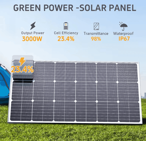 High-Efficiency 3000W/6000W Solar Panel – Rigid & Waterproof Power Bank for Home and Camping