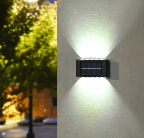 Modern Solar Wall Lamp with Up and Down LED Lighting – Waterproof and Energy-Efficient Outdoor Light for Gardens, Balconies, and Patios
